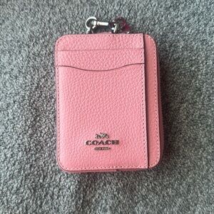Pink Coach Zip Card Case